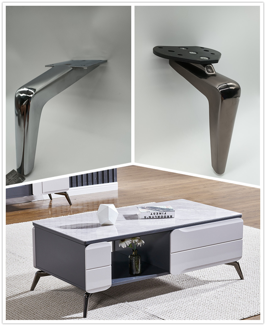 High Quality Metal Tapered Cabinet Table Chrome Furniture Sofa Legs